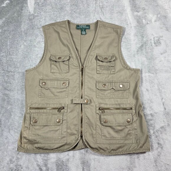 Lauren Ralph Lauren Vest Womens M Green Utility Hunting Fishing Safari Pockets - Picture 1 of 10